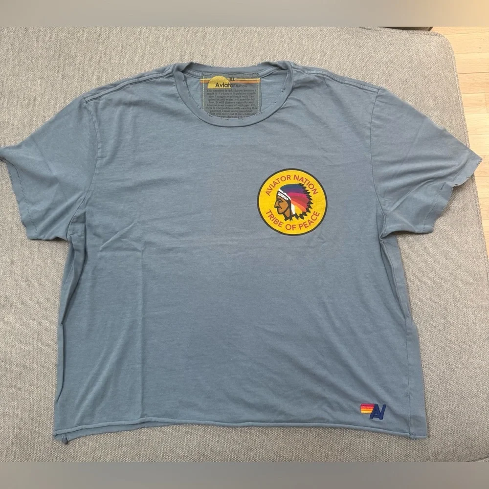 Aviator Nation charcoal gray tee with design. Size XL. - Picture 1 of 6